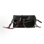 PRADA Soft Sound metal part snap flap opening and closing crossbody single-shoulder bag, large size for women, black